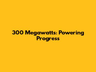 300 Megawatts: Powering Progress