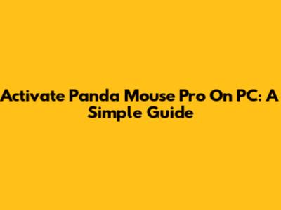 Activate Panda Mouse Pro On PC: A Simple Guide