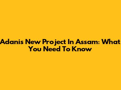Adani's New Project In Assam: What You Need To Know
