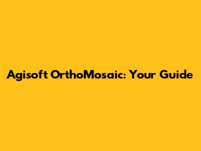 Agisoft OrthoMosaic: Your Guide