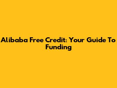 Alibaba Free Credit: Your Guide To Funding
