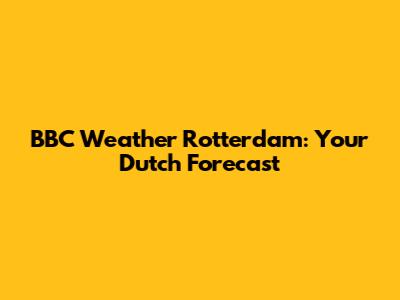 BBC Weather Rotterdam: Your Dutch Forecast