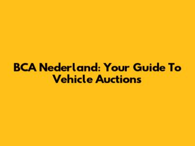 BCA Nederland: Your Guide To Vehicle Auctions