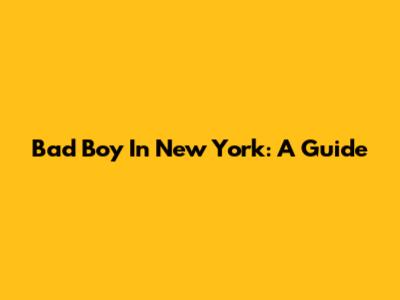 Bad Boy In New York: A Guide