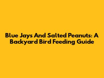 Blue Jays And Salted Peanuts: A Backyard Bird Feeding Guide