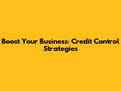 Boost Your Business: Credit Control Strategies