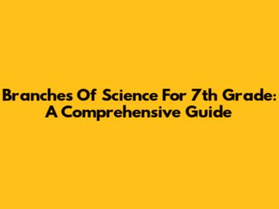 Branches Of Science For 7th Grade: A Comprehensive Guide