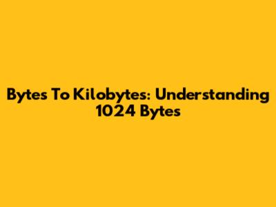 Bytes To Kilobytes: Understanding 1024 Bytes