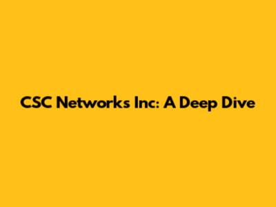 CSC Networks Inc: A Deep Dive