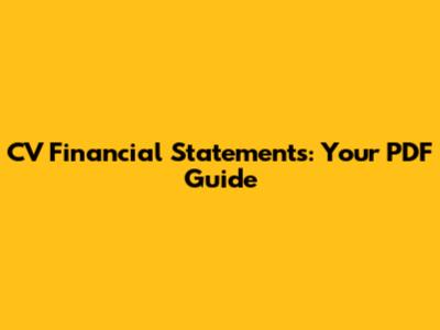 CV Financial Statements: Your PDF Guide