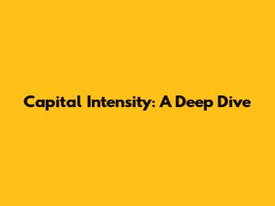 Capital Intensity: A Deep Dive