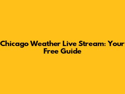 Chicago Weather Live Stream: Your Free Guide