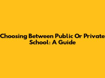 Choosing Between Public Or Private School: A Guide