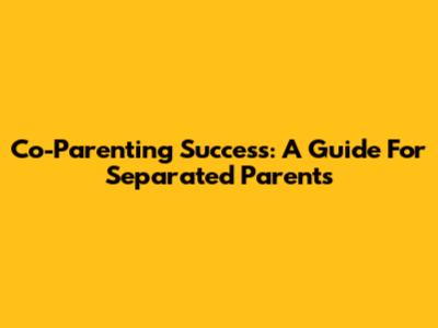 Co-Parenting Success: A Guide For Separated Parents