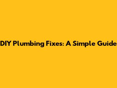 DIY Plumbing Fixes: A Simple Guide