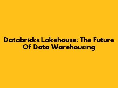 Databricks Lakehouse: The Future Of Data Warehousing