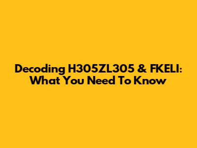 Decoding H305ZL305 & FKELI: What You Need To Know