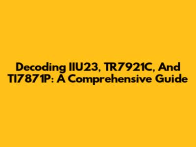 Decoding IIU23, TR7921C, And TI7871P: A Comprehensive Guide