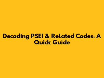 Decoding PSEI & Related Codes: A Quick Guide