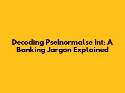 Decoding PseInormalse Int: A Banking Jargon Explained