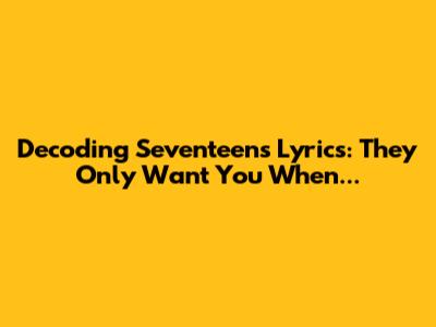 Decoding Seventeen's Lyrics: "They Only Want You When..."