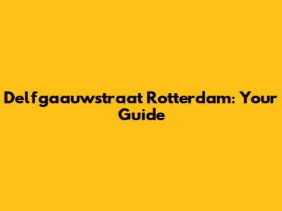 Delfgaauwstraat Rotterdam: Your Guide