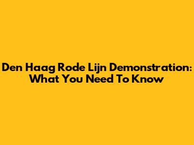 Den Haag Rode Lijn Demonstration: What You Need To Know