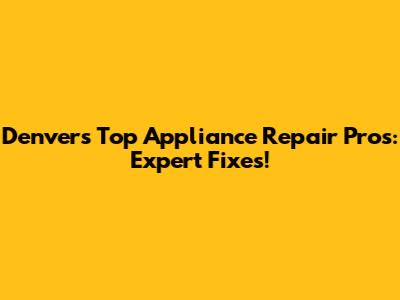 Denver's Top Appliance Repair Pros: Expert Fixes!