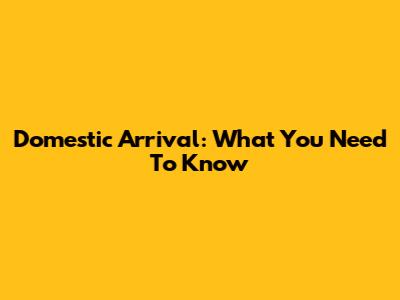 Domestic Arrival: What You Need To Know