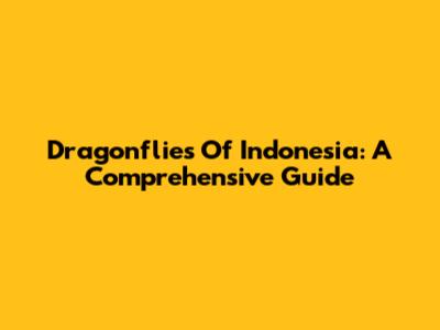Dragonflies Of Indonesia: A Comprehensive Guide