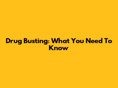 Drug Busting: What You Need To Know