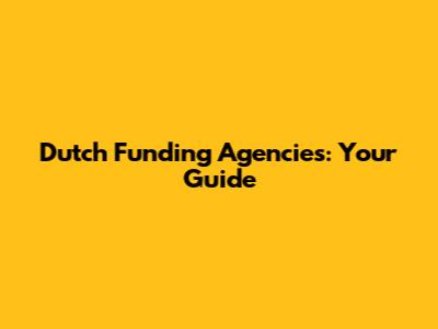 Dutch Funding Agencies: Your Guide