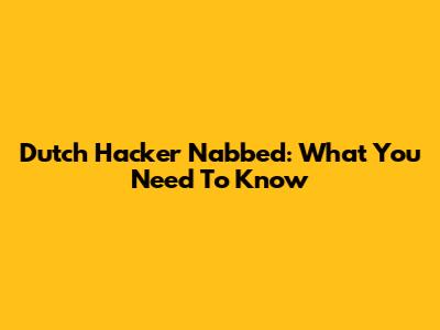 Dutch Hacker Nabbed: What You Need To Know