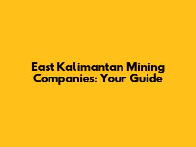East Kalimantan Mining Companies: Your Guide