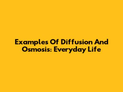 Examples Of Diffusion And Osmosis: Everyday Life
