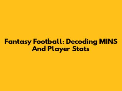 Fantasy Football: Decoding 'MINS' And Player Stats
