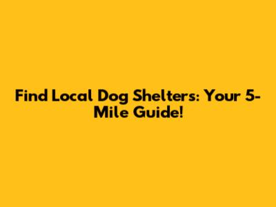 Find Local Dog Shelters: Your 5-Mile Guide!
