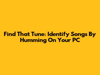 Find That Tune: Identify Songs By Humming On Your PC