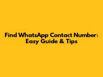 Find WhatsApp Contact Number: Easy Guide & Tips