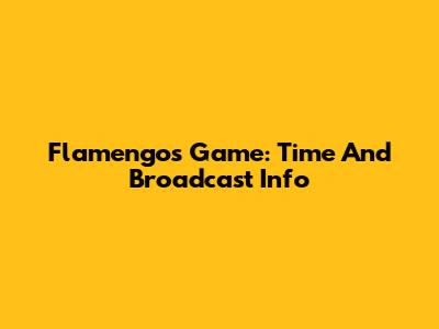 Flamengo's Game: Time And Broadcast Info