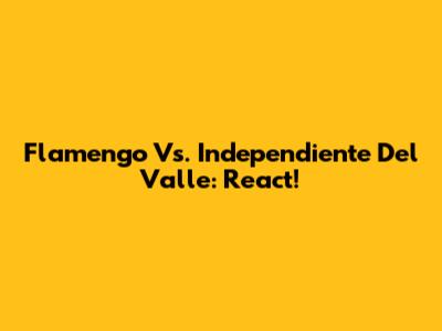 Flamengo Vs. Independiente Del Valle: React!