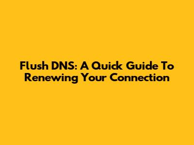 Flush DNS: A Quick Guide To Renewing Your Connection