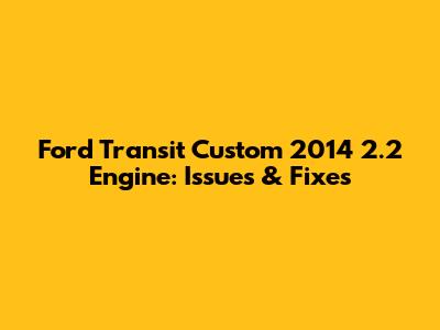 Ford Transit Custom 2014 2.2 Engine: Issues & Fixes