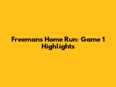 Freeman's Home Run: Game 1 Highlights
