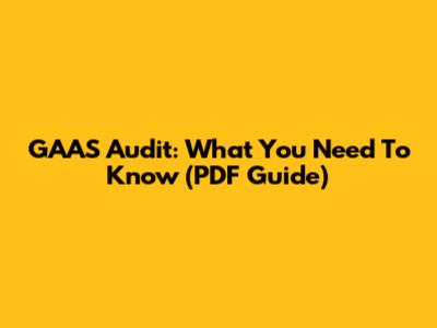 GAAS Audit: What You Need To Know (PDF Guide)