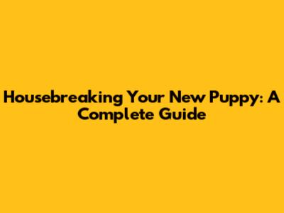 Housebreaking Your New Puppy: A Complete Guide