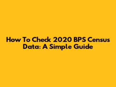 How To Check 2020 BPS Census Data: A Simple Guide