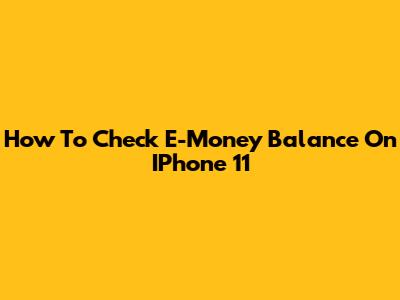 How To Check E-Money Balance On IPhone 11