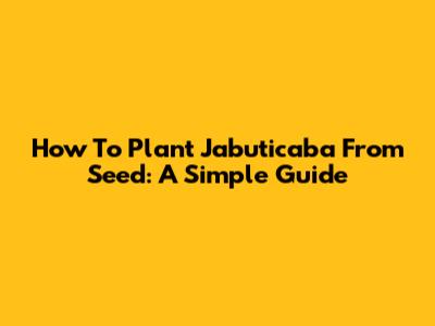 How To Plant Jabuticaba From Seed: A Simple Guide