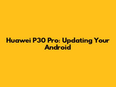 Huawei P30 Pro: Updating Your Android